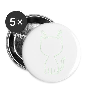 Neon Alien Cat Outline - Buttons large 2.2'' (5-pack) - white