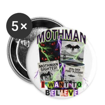 Mothman I Want to Believe – Cryptid UFO Paranormal - Buttons large 2.2'' (5-pack) - white