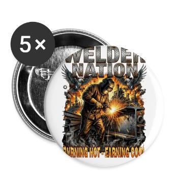 Welder Nation Burning Hot Earning Cool Blue Collar - Buttons large 2.2'' (5-pack) - white