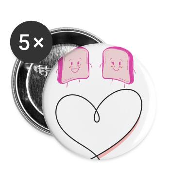 I Loaf You Heart Duo - Buttons large 2.2'' (5-pack) - white