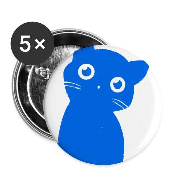 Azure Blue Cat Silhouette - Buttons large 2.2'' (5-pack) - white