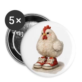Cute Chicken Wearing Sneakers - Buttons large 2.2'' (5-pack) - white