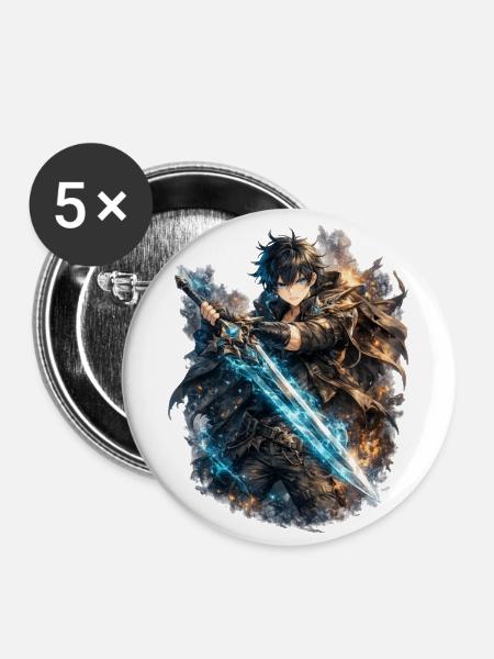 Frostfire Blade Warrior - Buttons large 2.2'' (5-pack) - white