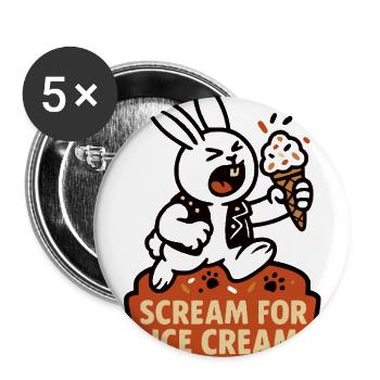 Scream for Ice Cream Bunny - Buttons large 2.2'' (5-pack) - white