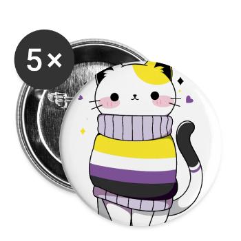 Non-binary Cat CSD Queer Pride Month LGBT Queer - Buttons large 2.2'' (5-pack) - white