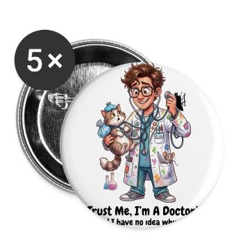 Dr. Leo and Tangled Stethoscope - Buttons large 2.2'' (5-pack) - white