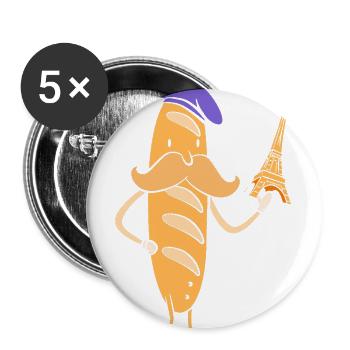 French Bread Baguette Paris - Buttons large 2.2'' (5-pack) - white