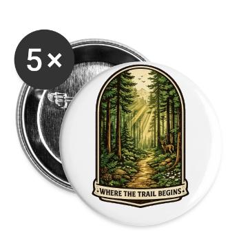 Vintage Forest Hiking T-Shirt – Into the Pines Out - Buttons large 2.2'' (5-pack) - white