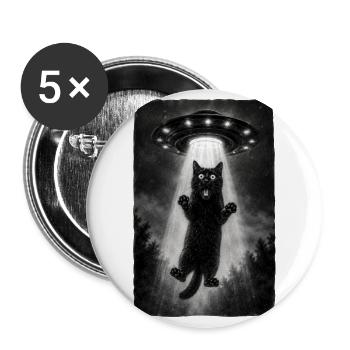 Black Cat Alien Abduction - Buttons large 2.2'' (5-pack) - white