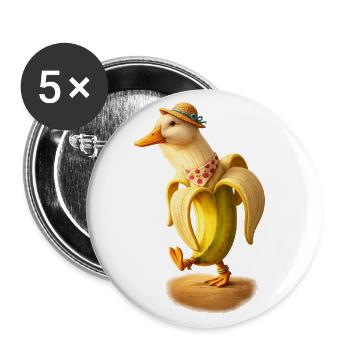 Cute Banana Duck Wearing Straw Hat - Funny Cottage - Buttons large 2.2'' (5-pack) - white