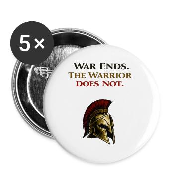 War Ends The Warrior Does Not - Spartan Helmet - Buttons large 2.2'' (5-pack) - white