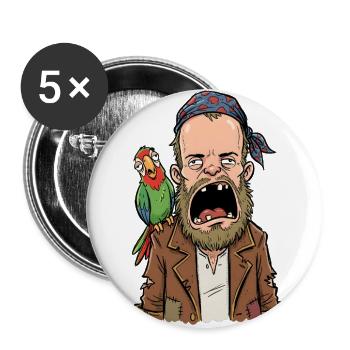 Rugged Pirate Parrot Bandana - Buttons large 2.2'' (5-pack) - white