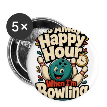 Always Happy Hour Bowling - Buttons large 2.2'' (5-pack) - white