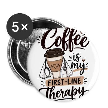 Coffee First-Line Therapy - Buttons large 2.2'' (5-pack) - white