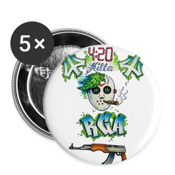 420 Graffiti Mask Rifle Motif - Buttons large 2.2'' (5-pack) - white