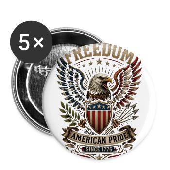 American Pride 1776 Vintage Eagle Freedom - Buttons large 2.2'' (5-pack) - white