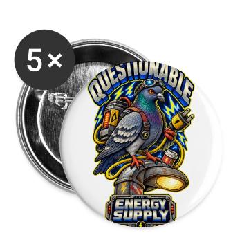 Questionable Energy Pigeon - Buttons large 2.2'' (5-pack) - white