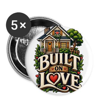 Built On Love Home - Buttons large 2.2'' (5-pack) - white