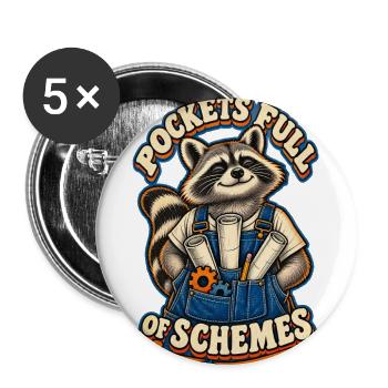 Raccoon Pockets of Schemes - Buttons large 2.2'' (5-pack) - white