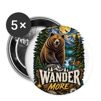 Wander More: Bear Wilderness Adventure - Buttons large 2.2'' (5-pack) - white
