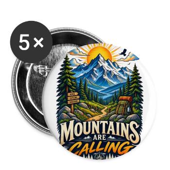 Mountains Are Calling Adventure Tee - Buttons large 2.2'' (5-pack) - white