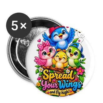Cute Baby Birds – Spread Your Wings & Fly High - Buttons large 2.2'' (5-pack) - white