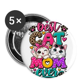 Pink and leopard brown color Best Cat Mom Ever - Buttons large 2.2'' (5-pack) - white