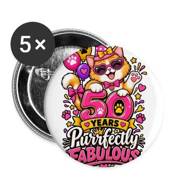Purrfect 50th Birthday Cat - Buttons large 2.2'' (5-pack) - white