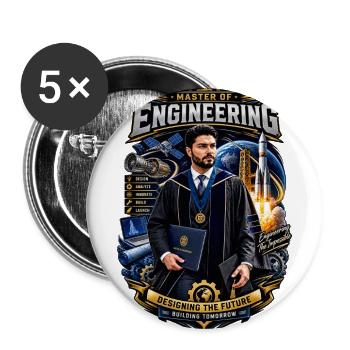 Master of Engineering Crest - Buttons large 2.2'' (5-pack) - white
