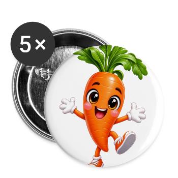 Cheerful Carrot Mascot Sprint - Buttons large 2.2'' (5-pack) - white