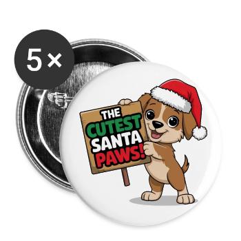 Cutest Santa Paws - Buttons large 2.2'' (5-pack) - white