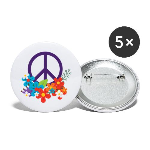 Hippie Peace Design With Flowers - Buttons large 2.2'' (5-pack)