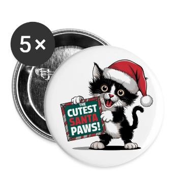 Cutest Santa Paws - Buttons large 2.2'' (5-pack) - white