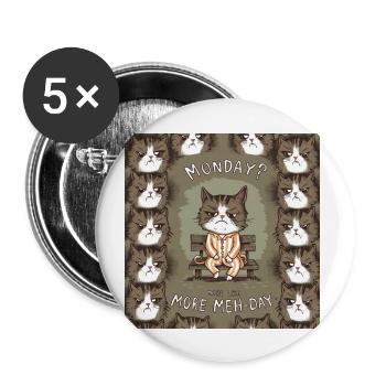 Cat, Mondays? More Like Meh-days - Buttons large 2.2'' (5-pack) - white