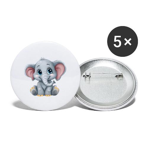 Sweet Cartoon Baby Elephant with Big Eyes - Buttons large 2.2'' (5-pack)
