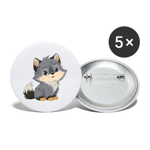 Cute Cartoon Baby Wolf with Innocent Eyes - Buttons large 2.2'' (5-pack)