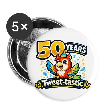 Tweet-tastic 50th Anniversary Parrot - Buttons large 2.2'' (5-pack) - white