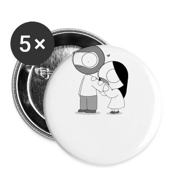 Romantic Pocket Catana and John - Buttons large 2.2'' (5-pack) - white