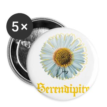 Blue Daisy Neon Outline Flower - Buttons large 2.2'' (5-pack) - white