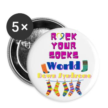 Rock Your Socks World Down Syndrome Day Awareness - Buttons large 2.2'' (5-pack) - white