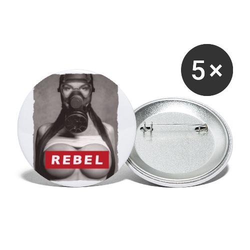 nude girl with gas mask - REBEL - Buttons large 2.2'' (5-pack)