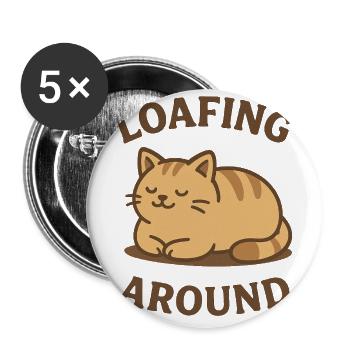 Loafing Around Kitty - Buttons large 2.2'' (5-pack) - white