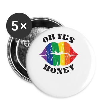 Oh Yes Honey - bi - Buttons large 2.2'' (5-pack) - white