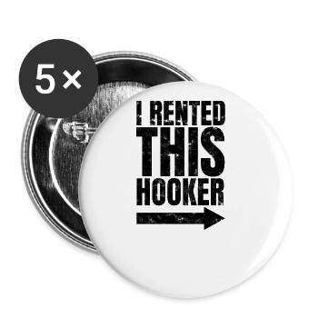I RENTED THIS HOOKER - Misleading - Buttons large 2.2'' (5-pack) - white