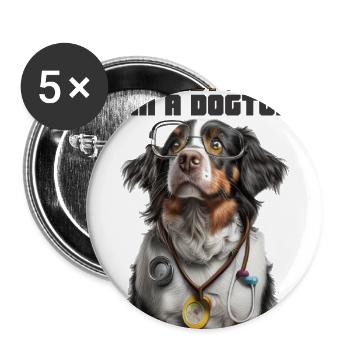 Dog Doctor Stethoscope Tee - Buttons large 2.2'' (5-pack) - white