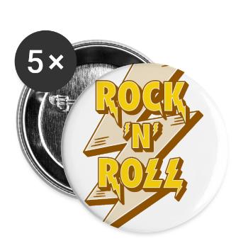 Rock'N'Roll Sign With Lightning Bolt - Buttons large 2.2'' (5-pack) - white