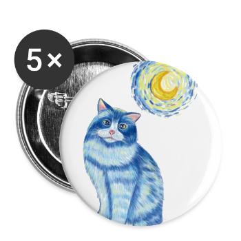 Blue Van Gogh Starry Night Ragdoll Cat Graphic - Buttons large 2.2'' (5-pack) - white