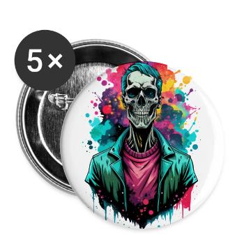 Neon Skull Splash Portrait - Buttons large 2.2'' (5-pack) - white