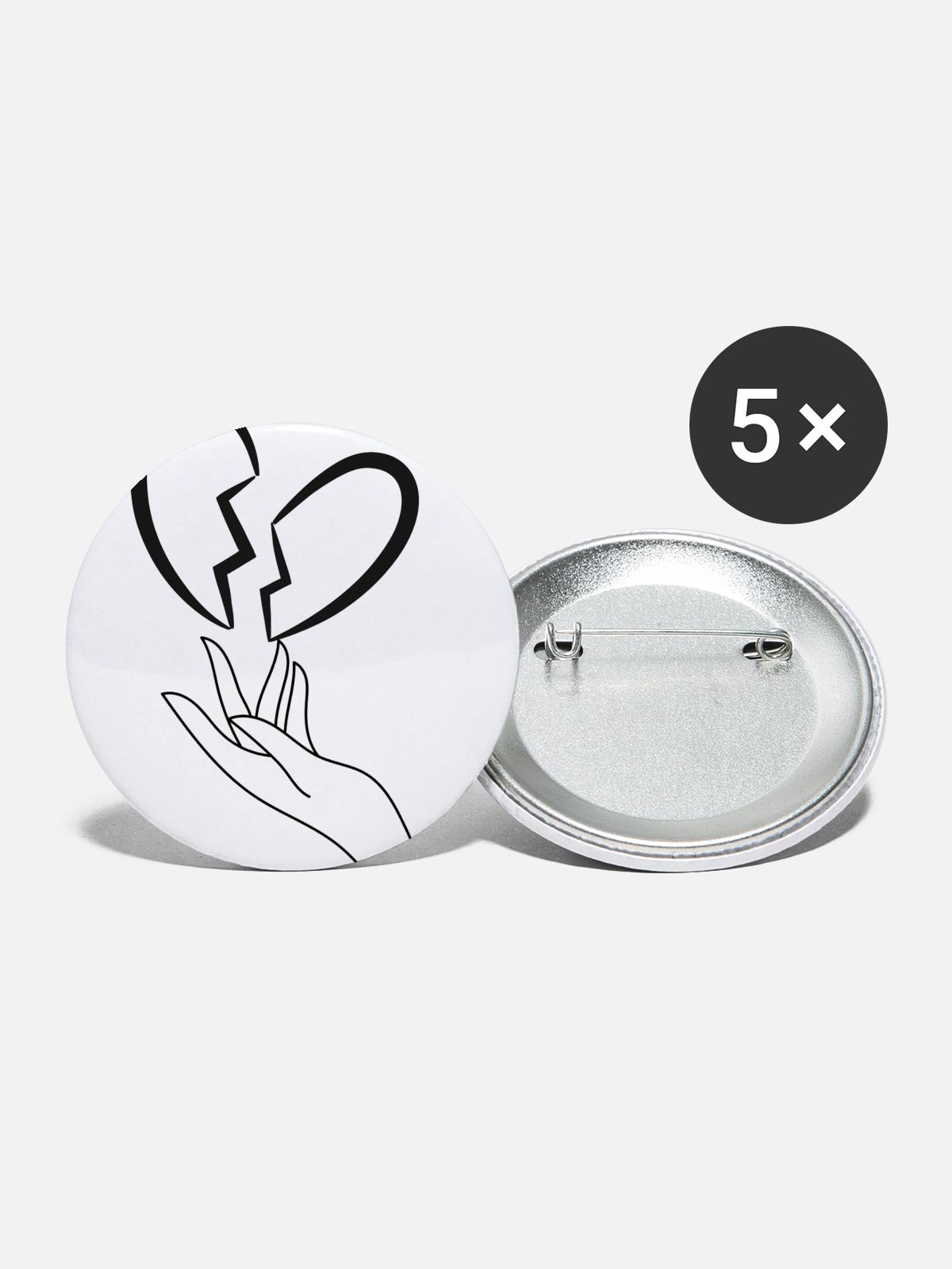 Broken Heart - Buttons large 2.2'' (5-pack) - white