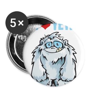 I LOVE YETI Cute Cartoon Abominable Snowman - Buttons large 2.2'' (5-pack) - white